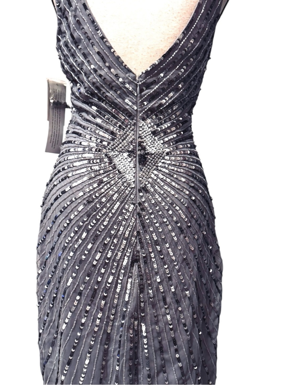 Aidan Mattox Silver Sequin Mini Dress Size 6 NWT Sleeveless Cocktail Party - Picture 7 of 9